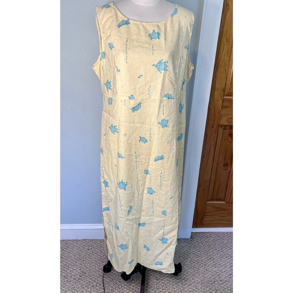 Sag Harbor Yellow Maxi Dress with Blue Floral Print
